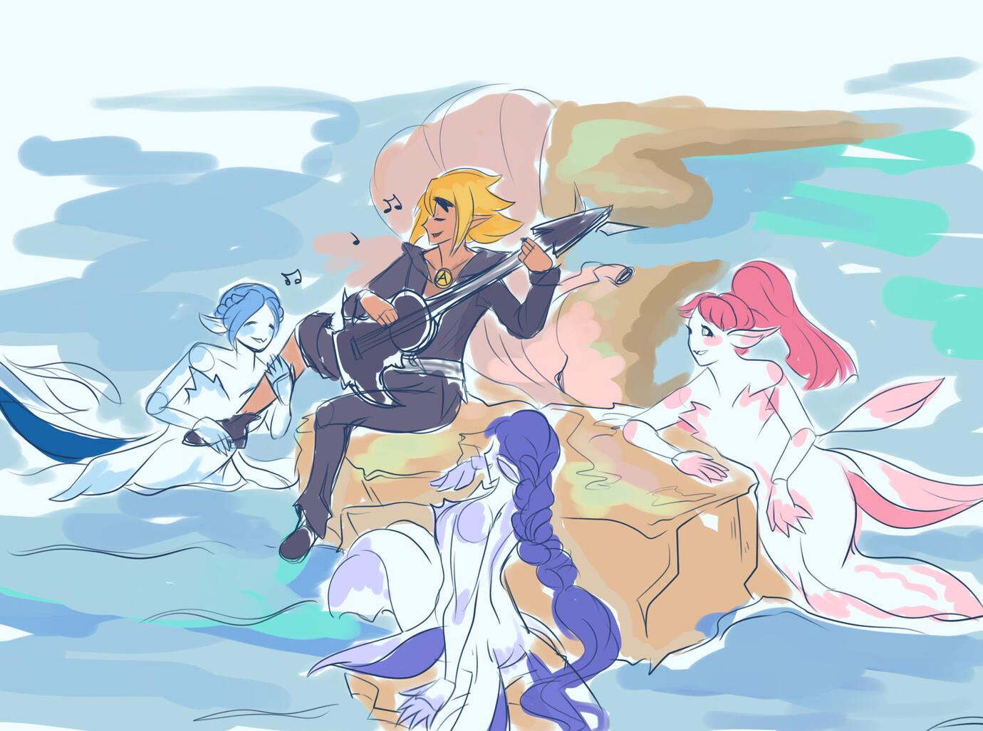 White Pawn Axel &amp; Undine Composition Piece by @LucDrawsThings