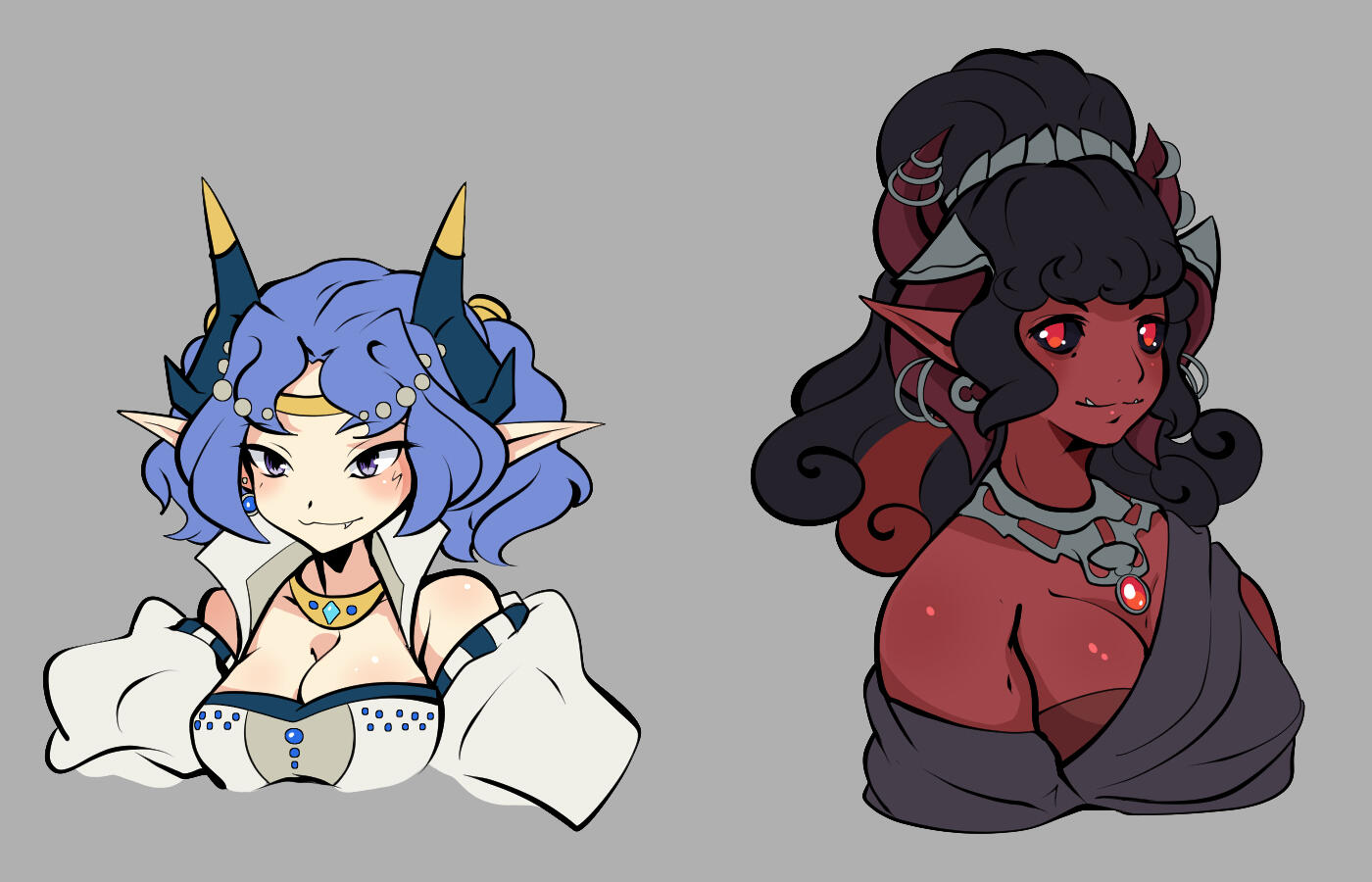 White Empress Fortebracciiio &amp; Black Empress Discordia Headshots by @LucDrawsThings